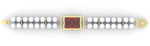 Ruby 18 Karat gold Bracelet with diamonds and cultured Japanese pearl band.   (Free shipping and taxes).